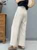 Pantalones de Gasa de Algodón de Doble Capa Reductores de Edad Moda para Mujer 2025 Nuevos Pantalones Elásticos Elegantes Versátiles Pantalones Rectos de Algodón Puro Versátiles
