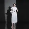 Elegante Vestido de Moda con Capullo Floral y Mangas Cortas Volantes, Lujo Ligero, Sensación de Alta Gama, Color Sólido Versátil, Adelgazante, Elegante Vestido Largo para Mujer, Verano