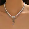Cadena Larga para Suéter al por Mayor Transfronterizo Europeo y Americano Otoño e Invierno Colgante de Lazo Collar de Perlas en Capas Simple de Lujo Ligero Nicho