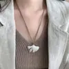 Nuevo Collar de Diseño Retro Estilo Chino Hoja de Ginkgo para Otoño e Invierno Cadena Larga Casual para Suéter Accesorio