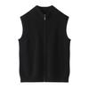 Colete Cardigan de Tricô Solto Sem Mangas com Gola Alta para Outono e Inverno Feminino Jaqueta Colete Lã Pura Estilo Zíper