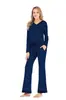 Amazon Aliexpress 2026 Otoño e Invierno Ropa de Casa Nueva Traje de Pijama de Manga Larga con Color de Contraste para Mujer Europeo y Americano