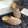 2024 Outono New Birkenth Sapatos Estilo de Linha de Sola Grossa Slip-on Sola Plana Preguiçoso Birkenth Baotou Meio Chinelos para Mulheres