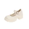 Zapatos Planos Mary Jane para Mujer Talla Grande Primavera 2025 Nuevos Zapatos Pequeños de Cuero para Mujer Tacón Grueso Suela Gruesa Versátiles con Falda Planos de Tacón Alto
