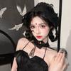 Faixa de Cabeça Headdress Coroa Rosa Escura Princesa Feminina Cos Fantasia Acessórios de Cabelo Halloween Retrô Lolita
