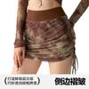 Saia de Tênis Esportiva Feminina Saia Externa Camuflada Bolsa Quadril Verão Secagem Rápida Anti-andar Cintura Alta Fitness Yoga Saia