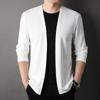 Nuevo suéter casual de punto para hombre de color puro primavera 2024, moda coreana, cárdigan, chaqueta para hombre, generación de pelo fino