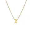 Collar con colgante pequeño de moda 26 letras inglesas acero de titanio oro de 18k cadena de clavícula simple versátil sin decoloración venta al por mayor