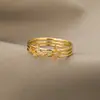Anillo de Cobre con Circonita Microincrustada de Estrella y Luna a la Moda para Mujer, Anillo Simple y Único Abierto para Dedo Índice, Diseño de Nicho, Anillo de Lujo Ligero