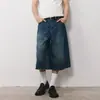 Preço Direto da Fábrica Jeans Wide Leg 7/8 Estilo Coreano Solto Emagrecedor Perna Reta Shorts Jeans Lavado Comprimento Médio para Homens e Mulheres