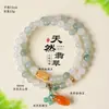 Nuevo Pulsera de Doble Círculo con Perlas Estilo Chino Tianshan Green para Mujer Hebilla de Seguridad de Jade Estilo Chino Pulsera de Aventurina Joyería al por Mayor