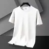 Ventas directas de fábricas transfronterizas: camiseta de hombre de manga corta para verano, cuello redondo, seda de hielo, color liso, tacto frío, corte ajustado, camiseta básica de media manga