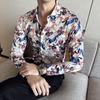 Camisa de manga larga con solapa para hombre, nueva, sin planchado, de principios de otoño, moderna, con estampado digital, informal, ajustada, 2937