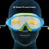 Gafas de natación para niños, Marco grande, Alta definición, Impermeables, Antiniebla, Tapones para los oídos de silicona integrados, Unisex, Gafas de natación transfronterizas