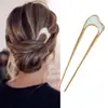 Novo Grampo de Cabelo de Liga Chinesa Pintado a Óleo Garfo de Cabelo em Forma de U Simples Moderno Elegante Cabeça de Bola Disco Inserção de Cabelo Ins Metal Antigo