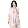 Directamente del fabricante: Elegante Camisón de Encaje para Mujer, Conjunto de Vestido de Seda Helada de Verano con Cubierta Exterior, Soporta Dropshipping