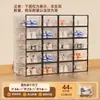 Caja de almacenamiento de zapatos transparente de doble marco, caja de exhibición de zapatos de baloncesto a prueba de polvo engrosada, apilable para ahorrar espacio, zapatero para el hogar