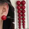 Pendientes Retro de Cuentas de Pan Oversize, Pendientes de Perla Sencillos y Personalizados de Aguja de Plata S925 Exagerados de Gama Alta