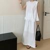 Cor Sólida Design Nicho Camisa Regata com Borda Babada Feminina Verão Novo Estilo Coreano Cintura Alta Saia A-Line Conjunto de Duas Peças