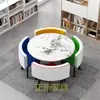 Mesa e Cadeiras Simples Modernas para Negócios e Recepção de Convidados, Mesa Redonda Pequena para Lanchonete de Chá com Leite, Mesa de Jantar