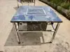 Mesa de barbacoa sin humo de acero inoxidable engrosado con tres cajas de carbón, adecuada para uso comercial, autoservicio, campamento al aire libre y venta ambulante