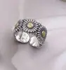 Plata de Ley 925 Mismo Estilo Crisantemo Zou Pequeño Plata Tailandesa Gardenia Anillo Abierto de Moda para Hombre Dominante Ajustable Moda Japonesa y Coreana