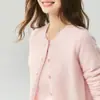 Suéter de tricô Bai Cai Rong 100% cashmere novo com gola redonda, coleção outono/inverno 2026, cardigã de tricô versátil com acabamento em renda