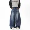 Jeans retro americanos de alta costura, lavados, desgastados, negros, con dobladillo curvo, pierna ancha, corte holgado, marca de moda, pantalones geniales y elegantes