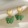 Aogu Pendientes de Acero Inoxidable con Recubrimiento al Vacío en Forma de Corazón con Piedra Natural para Mujer, Pendientes Versátiles Únicos de Alta Gama