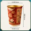 Copos de Papel Descartáveis Estilo Chinês Personalizados, Espessos, Antiescaldantes, Papel Kraft Oco com Tampa, Copos de Papel para Café Resistentes a Altas Temperaturas para Bebidas Quentes