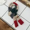 Cachecol Infantil de Couro com Borda Enrolada, Cachecol Estreito de Malha da Moda, Aquecedor de Pescoço Quente e Estiloso de Lã para Outono e Inverno para Meninas e Bebês