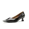 Zapatos Blancos de Tacón Alto para Mujer, Gama Alta 2025 Nuevo Estilo Tacón Kitten Punta Cuadrada Metálica Charol Zapatos para Mujer