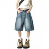 Shorts Vaqueros Estilo Jin Jing para Mujer, Nuevos de Verano, Sueltos, Casuales, Versátiles, de Pierna Ancha, Pantalones de Cinco Puntos