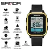 Sanda Reloj Electrónico de Moda Europeo y Americano Cuadrado Clásico Multifuncional Despertador para Estudiantes Reloj Electrónico Deportivo Pulsera con Contador de Pasos