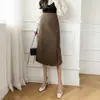 Falda midi para mujer 2024 otoño nuevo diseño nicho abertura larga cintura alta adelgazante petite falda lápiz de una pieza