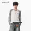 Camiseta de Malla Texturizada con Mangas Raglán de Lunares y Bloques de Color, Protección Solar Física, Manga Larga, Holgada y Transpirable, para Hombre y Mujer