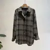 Camisa Xadrez de Tencel e Linho Beishan Tongshu para Mulheres, Manga Longa Solta e Casual para Outono 82659