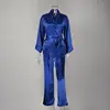 Otoño/Invierno 2026 Conjunto Europeo y Americano de Satén: Cárdigan, Bata con Lazo y Pantalones, Color Sólido, Ropa de Casa, Pijama Suelto para Mujer