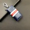 Bolsa para llaves estilo británico para coche, bolsa para llaves a juego de colores, funda protectora para llaves de cuero PU con rayas tricolores, monedero para hombres y mujeres