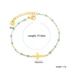 Pulsera de cuentas de semillas de esmalte de colores para joyería transfronteriza, pulsera versátil simple de oro de 18 quilates con forma de cruz, corazón, elefante para mujer