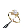 Accesorios DIY Plata de Ley S925 Exquisito Versátil Anillo de Perla Base Anillo Abierto Base de Anillo de Lazo para Mujeres 3-5 mm