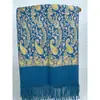 Bufanda Floral Bordada Pequeña de Anacardo con Hilo Dorado Chal de Imitación Cachemir Estilo Étnico Capa de Viaje Abrigo Cálido para Mujer 450g