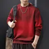 Sudadera Redonda de Peso Pesado Lavada Desgastada Degradada para Hombre Otoño e Invierno 2025 Nueva Camisa Base de Manga Larga Retro Americana