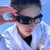 Gafas de Sol Advanced Sense Personalidad Femenina Diadema Gafas de Marco Estrecho Protección UV Gafas de Sol Cara Cuadrada Viaje a la Costa Protección Solar