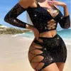 Lingerie Sexy para Mulheres, Jacquard Vazado, Sedutor e Atraente, Puro Desejo, Adorno Sexy com Strass, Tamanho Grande, Ombro a Ombro, Conjunto de Renda Puro Desejo