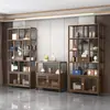 Armário de Exposição Estilo Chinês em Madeira Maciça, Rack para Armazenamento de Chá, Ornamento de Divisória em Madeira de Olmo, Armário de Armazenamento e Exposição para Sala de Chá de Escritório