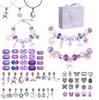Conjunto Rosa de Pulseira de Unicórnio Infantil de 66 Peças Feminino Feito à Mão DIY Criativo Pulseira Joia Caixa de Presente 6-10 Anos de Idade