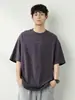 Camiseta Tendência Marca Estilo Americano Estampa de Raio Gola Alta Manga Curta Masculina Marca Tendência Pesada Camiseta Básica Meia-manga Par para Verão Pound Black