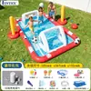 Piscina inflável com escorregador e fonte de água para crianças, uso doméstico, quintal de bebê, área de brincar na água espessa, piscina de bolinhas e piscina de areia