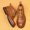 Envío en 5 díasBotas de Cuero de Caballo para Hombre, Lavadas, Hechas a Mano Goodyear Amejaji Workwear Botas Martin para Invierno